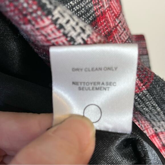 BILLABONG Wool Blend Red/Black Plaid Pea Coat Jacket Size Medium Y2K Academia - Picture 7 of 7